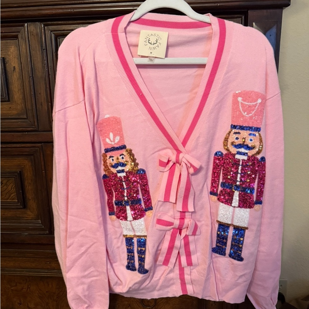 Women Sparkles Nutcracker Cardigan Christmas Button Down Sequin Sweater